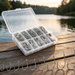 Multi-Size Boxed Silver Barbed Hook Set – Versatile for Freshwater Wild Fishing