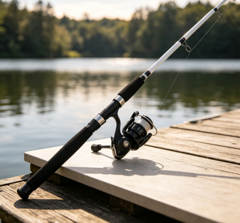 14 White Carbon Fiber Spinning Lure Rod & Reel Combo – Versatile Rod for Lakes and Reservoirs - Image 1