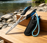 Blue-and-Black Non-Slip Lure Pliers with Sheath and Elastic Lanyard - Image 2