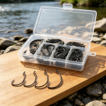 Black Wide-Gap Offset Hook Set – Lure Fishing Hooks for Soft Baits