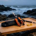 Orange & Black Non-Slip Multifunctional Saltwater Fishing Pliers Set – Includes Carabiner & Storage Pouch