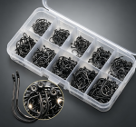 Black Ringed Barbed Hook Set – Transparent Compartmentalized Storage Box - Image 2