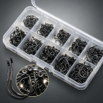 Black Ringed Barbed Hook Set – Transparent Compartmentalized Storage Box