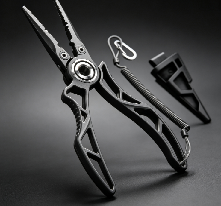 4 Lightweight Skeletonized Aluminum Alloy Fishing Pliers with Ball-Bearing Pivot - Image 1