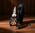 Black & White Multi-functional Fishing Pliers with Spring Lanyard and Sheath - Image 2