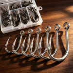 Polished Ring-Eye Hook Set for Big Game – High-Tensile Saltwater Fishing Hooks