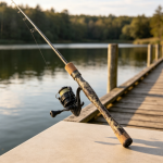 Camouflage Carbon Fiber Spinning Lure Rod (Straight Handle) with Cork Grip – For Long-Distance Casting in Lakes & Reservoirs
