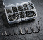 Black Long-Shank Barbed Hook Set – Pre-Tied Leader Rig Box