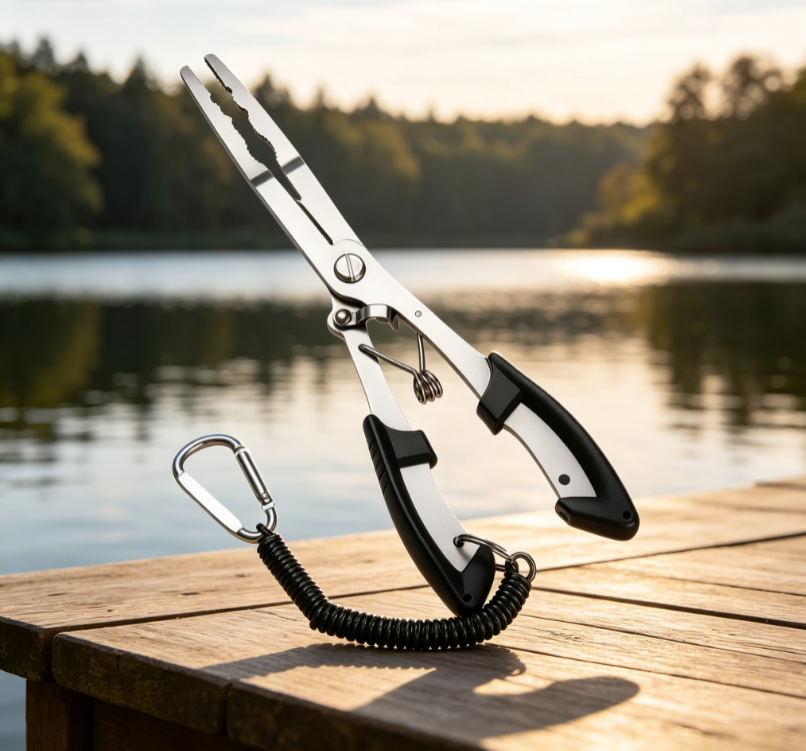 6 Long-Nose Stainless Steel Fishing Hook-Removal Pliers with Anti-Loss Lanyard - Image 1