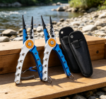 Blue & Silver CNC-Machined Aluminum Alloy Lure Pliers – 2-Piece Set with Storage Bag