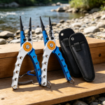 Blue & Silver CNC-Machined Aluminum Alloy Lure Pliers – 2-Piece Set with Storage Bag