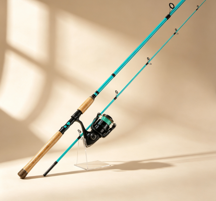 7 2-Piece Carbon Fiber Spinning Lure Rod Set with Solid Wood Handle – Portable & Detachable - Image 1