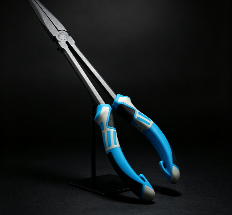 8 Long-Nose Fishing Pliers with Extended Handle – Blue & White Non-Slip Grip - Image 1