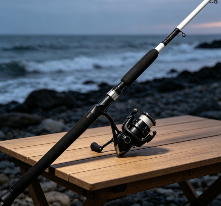 8 White Carbon Fiber Long-Casting Spinning Rod & Reel Combo (Black EVA Grip) – Suitable for Inshore, Lake, and Reservoir Fishing - Image 1