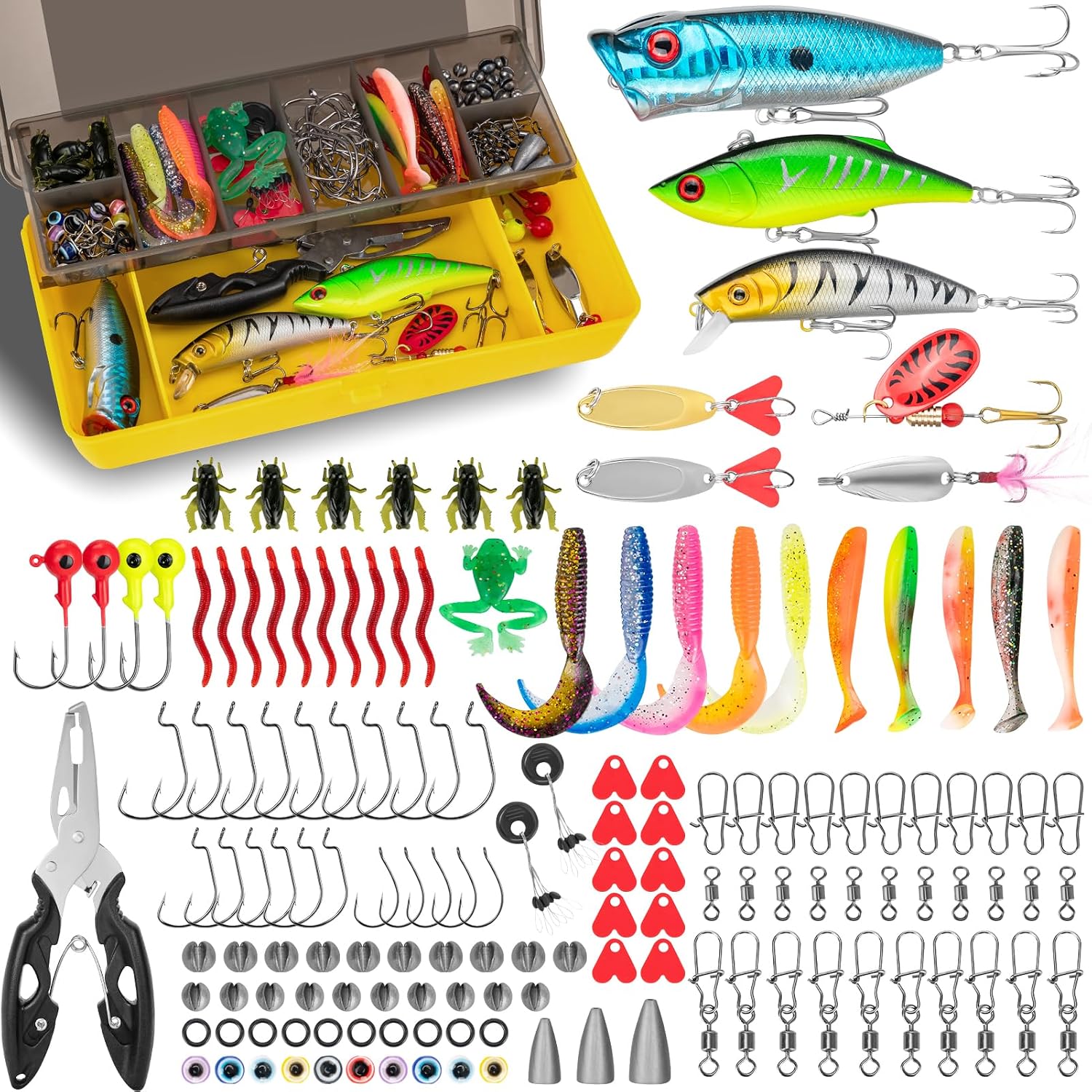 81OPTTC8JUL._AC_SL1500_.jpg Comprehensive Wild Fishing Lure Kit – Poppers, Minnows, VIBs, Spoons, Soft Baits & Tools - Image 1