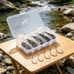 Stream Fishing Hook Set with Spring & Barb – Multi-Size Compartment Box