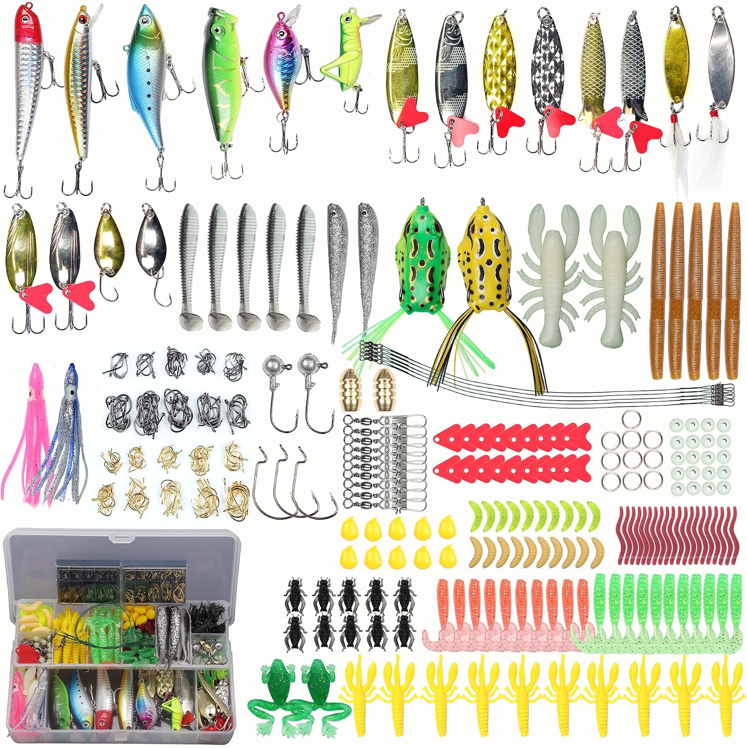 9122pzDR7CL._AC_SL1500_.jpg Comprehensive Multi-Style Lure Set – Hard Baits, Soft Baits, Frog Lures, Spoons & Accessories - Image 1