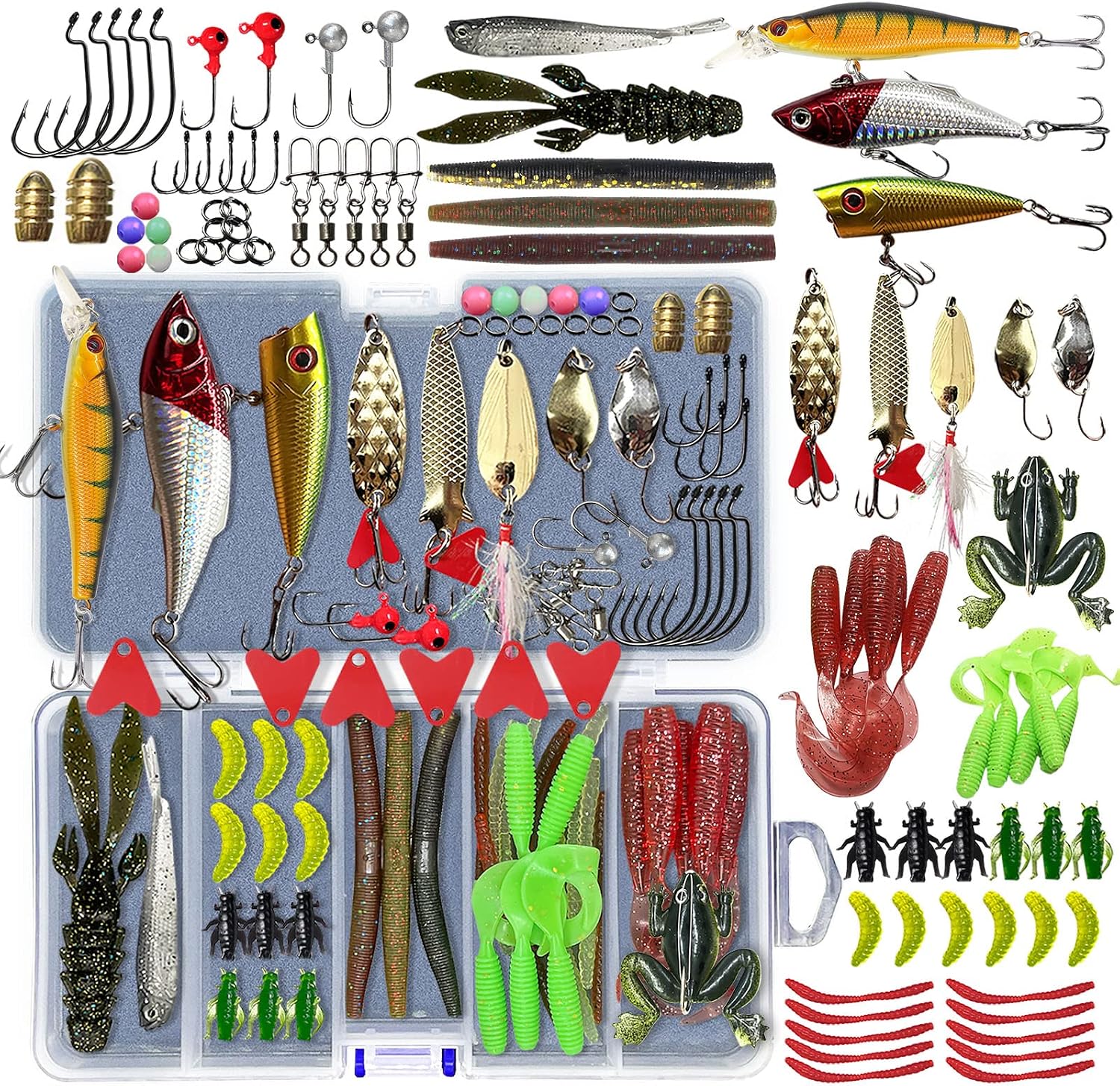 919wToZZLdL._AC_SL1500_.jpg Comprehensive All-Depth Lure Set – Metal Spoons, Hard Baits, Soft Plastics, and Frog Lures - Image 1