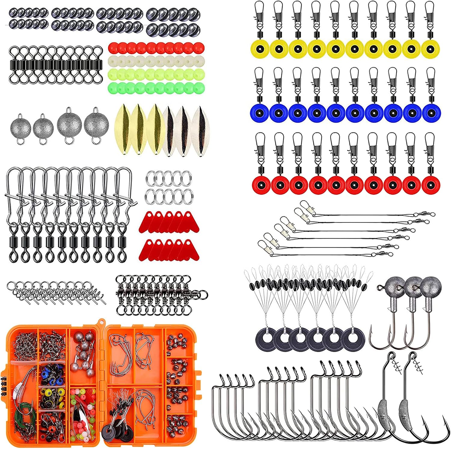 91L0FXRnOFL._AC_SL1500_.jpg Lure Fishing Accessory Kit – Comprehensive Set of Hooks, Sinkers, Line Stoppers, Connectors, and More - Image 1